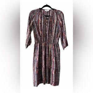 Sandro Multicolor Silk Long Sleeve Dress size 3 EUC